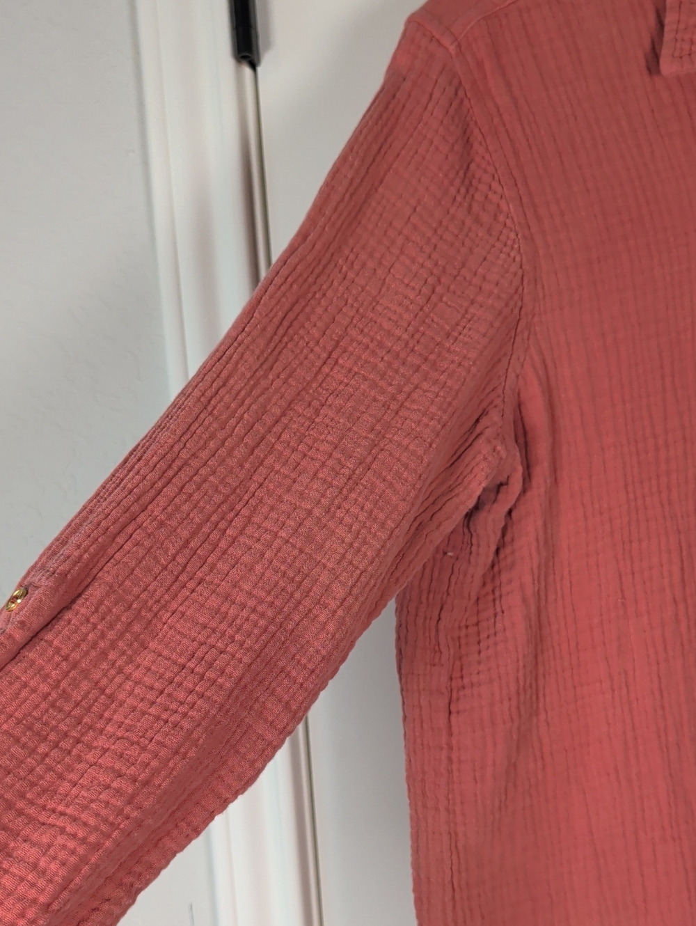 Anne Klein Cotton Textured Button-Front Shirt - Dusty Rose - Picture 7 of 11